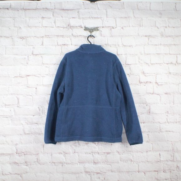 LL Bean Navy Polyester Smooth Rugged Sweater Fleece Full-Zip Jacket L Pet - Picture 8 of 9